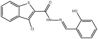 (E)-3-chloro-N'-(2-hydroxybenzylidene)benzo[b]thiophene-2-carbohydrazide Struktur