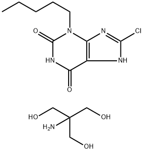 8-chloro-3-pentyl-3,7-dihydro-1H-purine-2,6-dione tris(hydroxylmethyl)aminomethane salt Struktur