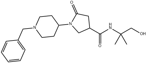 1-(1-Benzylpiperidin-4-yl)-N-(1-hydroxy-2-methylpropan-2-yl)-5-oxopyrrolidine-3-carboxamide Struktur