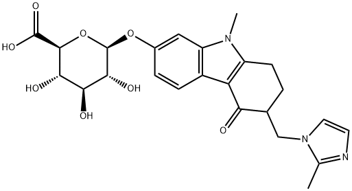 2,3,4,9-Tetrahydro-9-methyl-3-[(2-methyl-1H-imidazol-1-yl)methyl]-4-oxo-1H-carbazol-7-yl beta-D-glucopyranosiduronic acid Struktur