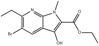 Ethyl 5-bromo-6-ethyl-3-hydroxy-1-methyl-1H-pyrrolo[2,3-b]pyridine-2-carboxylate Struktur