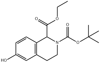 2-tert-butyl 1-ethyl 3,4-dihydro-6-hydroxyisoquinoline-1,2(1H)-dicarboxylate Struktur