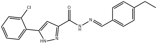 3-(2-chlorophenyl)-N'-[(E)-(4-ethylphenyl)methylidene]-1H-pyrazole-5-carbohydrazide Struktur