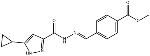 methyl 4-[(E)-{2-[(3-cyclopropyl-1H-pyrazol-5-yl)carbonyl]hydrazinylidene}methyl]benzoate Struktur