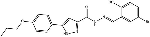 (E)-N'-(5-bromo-2-hydroxybenzylidene)-5-(4-propoxyphenyl)-1H-pyrazole-3-carbohydrazide Struktur