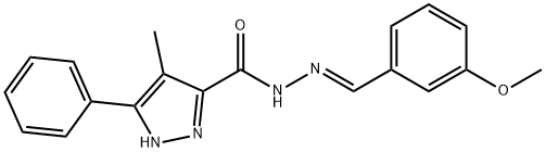 N'-[(E)-(3-methoxyphenyl)methylidene]-4-methyl-3-phenyl-1H-pyrazole-5-carbohydrazide Struktur