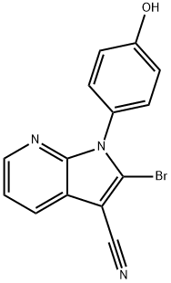 2-Bromo-1-(4-hydroxyphenyl)-1H-pyrrolo[2,3-b]pyridine-3-carbonitrile Struktur