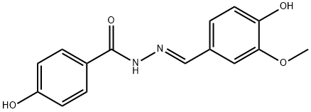 (E)-4-hydroxy-N'-(4-hydroxy-3-methoxybenzylidene)benzohydrazide Struktur