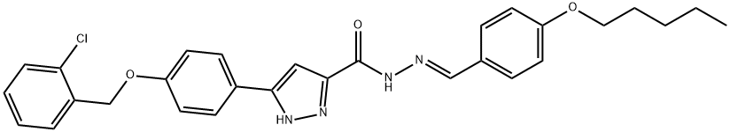 3-{4-[(2-chlorobenzyl)oxy]phenyl}-N'-{(E)-[4-(pentyloxy)phenyl]methylidene}-1H-pyrazole-5-carbohydrazide Struktur