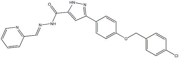 3-{4-[(4-chlorobenzyl)oxy]phenyl}-N'-[(E)-pyridin-2-ylmethylidene]-1H-pyrazole-5-carbohydrazide Struktur