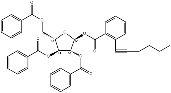 2,3,5-Tri-O-acetyl-L-arabofuranosyl ortho-hexynylbenzoate Struktur