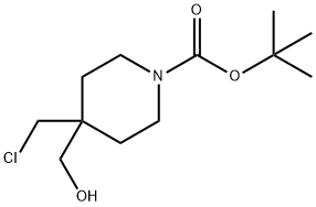 tert-butyl 4-(chloromethyl)-4-(hydroxymethyl)piperidine-1-carboxylate Struktur