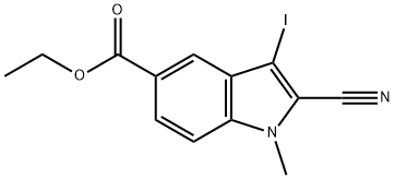 Ethyl 2-cyano-3-iodo-1-methyl-1H-indole-5-carboxylate Struktur