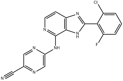 5-((2-(2-Chloro-6-fluorophenyl)-3H-imidazo[4,5-c]pyridin-4-yl)amino)pyrazine-2-carbonitrile Struktur