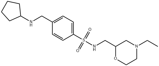 4-((Cyclopentylamino)methyl)-N-((4-ethylmorpholin-2-yl)methyl)benzenesulfonamide Struktur