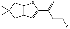 3-chloro-1-(5,5-dimethyl-5,6-dihydro-4H-cyclopenta[b]thiophen-2-yl)propan-1-one Struktur