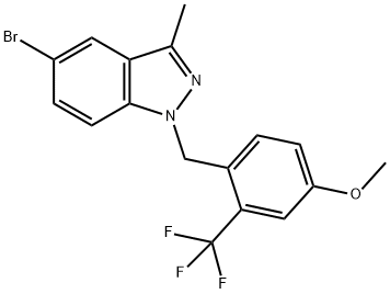 5-Bromo-1-(4-methoxy-2-(trifluoromethyl)benzyl)-3-methyl-1H-indazole Struktur