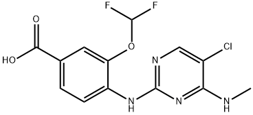 4-((5-Chloro-4-(methylamino)pyrimidin-2-yl)amino)-3-(difluoromethoxy)benzoic acid Struktur