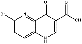 6-Fluoro-4-oxo-1,4-dihydro-[1,5]naphthyridine-3-carboxylic acid Struktur