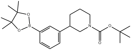 tert-butyl 3-(3-(4,4,5,5-tetramethyl-1,3,2-dioxaborolan-2-yl)phenyl)piperidine-1-carboxylate Struktur