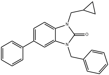 3-Benzyl-1-(cyclopropylmethyl)-5-phenyl-1H-benzo[d]imidazol-2(3H)-one Struktur