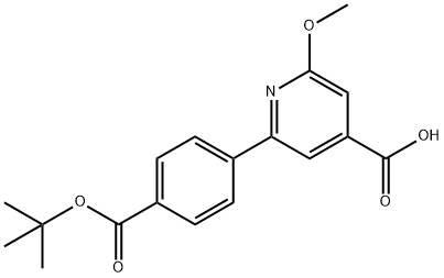 2-(4-(tert-butoxycarbonyl)phenyl)-6-methoxyisonicotinicacid Struktur