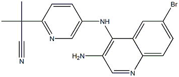 2-(5-((3-Amino-6-bromoquinolin-4-yl)amino)pyridin-2-yl)-2-methylpropanenitrile Struktur