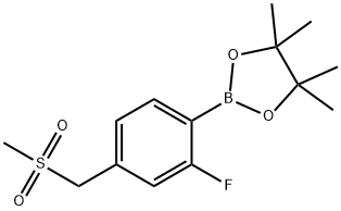 1,3,2-Dioxaborolane, 2-[2-fluoro-4-[(methylsulfonyl)methyl]phenyl]-4,4,5,5-tetramethyl- Struktur