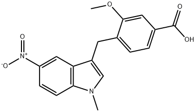 3-methoxy-4-((1-methyl-5-nitro-1H-indol-3-yl)methyl)benzoic acid Struktur