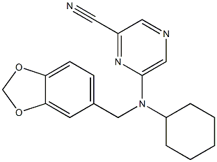 6-((Benzo[d][1,3]dioxol-5-ylmethyl)(cyclohexyl)amino)pyrazine-2-carbonitrile Struktur