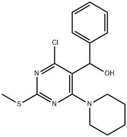 (4-Chloro-2-(methylthio)-6-(piperidin-1-yl)pyrimidin-5-yl)(phenyl)methanol Struktur