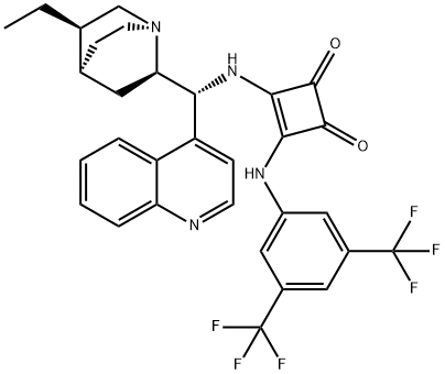 3-[[3,5-bis(trifluoromethyl)phenyl]amino]-4-[[(9R)-10,11-dihydrocinchonan9-yl]amino]-3-Cyclobutene-1,2-dione Struktur