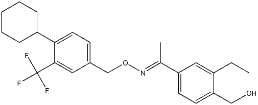 Ethanone, 1-[3-ethyl-4-(hydroxymethyl)phenyl]-,O-[[4-cyclohexyl-3-(trifluoromethyl)phenyl]methyl]oxime, (1E)- Struktur