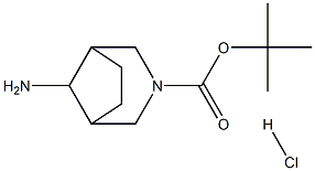 8-Amino-3-aza-bicyclo[3.2.1]octane-3-carboxylic acid tert-butyl ester hydrochloride Struktur