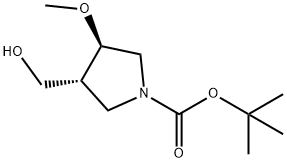 (3R,4R)-tert-butyl 3-(hydroxymethyl)-4-methoxypyrrolidine-1-carboxylate Struktur