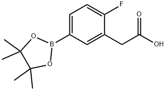 2-[2-Fluoro-5-(tetramethyl-1,3,2-dioxaborolan-2-yl)phenyl]acetic acid Struktur