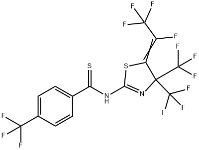 (E)-N-(5-(Perfluoroethylidene)-4,4-bis(trifluoromethyl)-4,5-dihydrothiazol-2-yl)-4-(trifluoromethyl)benzothioamide Struktur