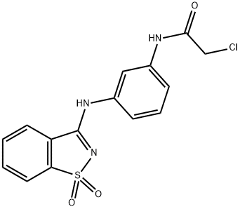 2-chloro-N-(3-((1,1-dioxidobenzo[d]isothiazol-3-yl)amino)phenyl)acetamide Struktur