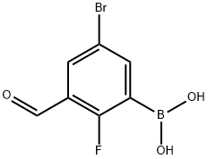 5-Bromo-2-fluoro-3-formylphenylboronic acid Struktur