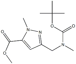 methyl 3-(((tert-butoxycarbonyl)(methyl)amino)methyl)-1-methyl-1H-pyrazole-5-carboxylate Struktur