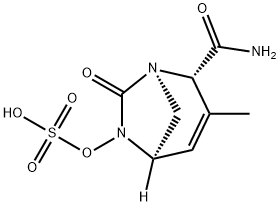 (2S,5R)-2-carbamoyl-3-methyl-7-oxo-1,6-diazabicyclo[3.2.1]oct-3-en-6-ylhydrogensulfate Struktur