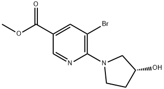 methyl(R)-5-bromo-6-(3-hydroxypyrrolidin-1-yl)nicotinate Struktur