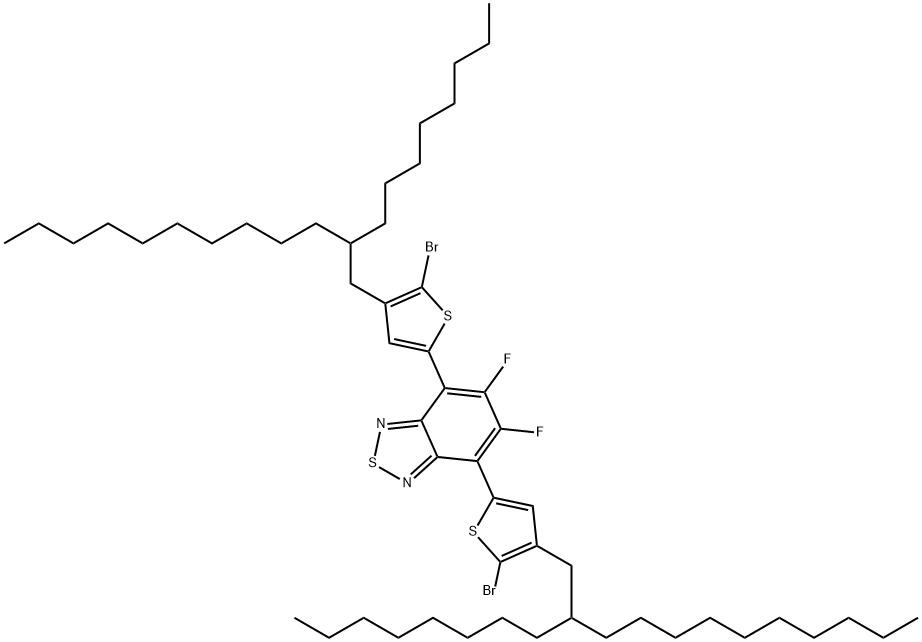 4,7-雙(5-溴-4-(2-辛基十二烷基)噻吩-2-基)-5,6-二氟苯并[C][1,2,5]噻二唑, 1504626-07-6, 結(jié)構(gòu)式