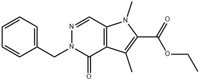 Ethyl 5-benzyl-1,3-dimethyl-4-oxo-4,5-dihydro-1H-pyrrolo[2,3-d]pyridazine-2-carboxylate Struktur