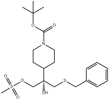 (S)-tert-Butyl 4-(1-(benzylthio)-2-hydroxy-3-((methylsulfonyl)oxy)propan-2-yl)piperidine-1-carboxylate Struktur