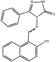 1-{[(3-phenyl-5-sulfanyl-4H-1,2,4-triazol-4-yl)imino]methyl}naphthalen-2-ol Struktur