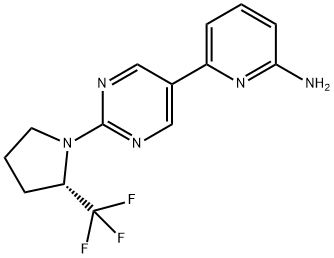 (S)-6-(2-(2-(trifluoromethyl)pyrrolidin-1-yl)pyrimidin-5-yl)pyridine-2-amine Struktur