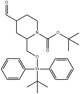 tert-butyl 2-{[(tert-butyldiphenylsilyl)oxy]methyl}-4-formylpiperidine-1-carboxylate Struktur