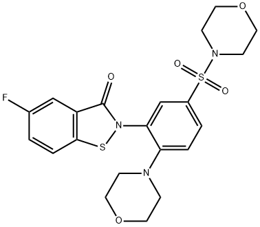 5-fluoro-2-(2-morpholino-5-(morpholinosulfonyl)phenyl)benzo[d]isothiazol-3(2H)-one Struktur