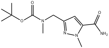 tert-butyl((5-carbamoyl-1-methyl-1H-pyrazol-3-yl)methyl)(methyl)carbamate Struktur